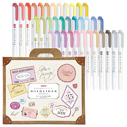 ZEBRA Fluorescent Pen Mild Liner 35Colors Set Gift Boxed WKT7-35C - WAFUU JAPAN