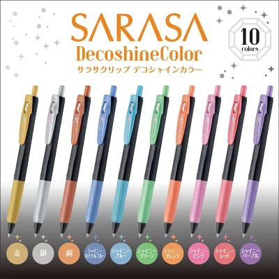 Zebra Sarasa Clip Gel Pens 0.5mm Deco Shine Colors 10 - Pack (No case) - WAFUU JAPAN
