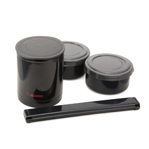Zojirushi Insulated Stainless Steel Food Jar Bent Set Black 0 24L+0 19Lx2 SZ - JB02 - BA - WAFUU JAPAN