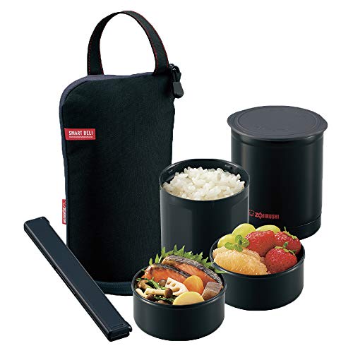Zojirushi Insulated Stainless Steel Food Jar Bent Set Black 0 24L+0 19Lx2 SZ - JB02 - BA - WAFUU JAPAN