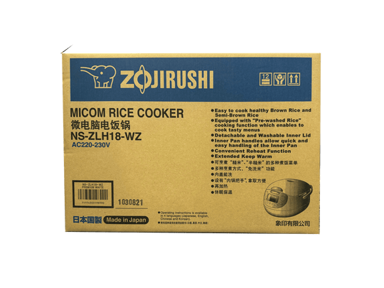 Zojirushi Rice Cooker 1.8L NS - ZLH18 WZ 220 - 230V - WAFUU JAPAN