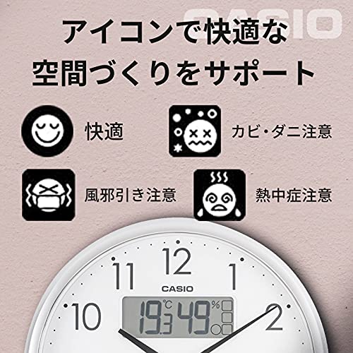 CASIO Living Environment Notice Wall Clock with Temperature/Hygrometer Silver ITM-650J-8JF - WAFUU JAPAN