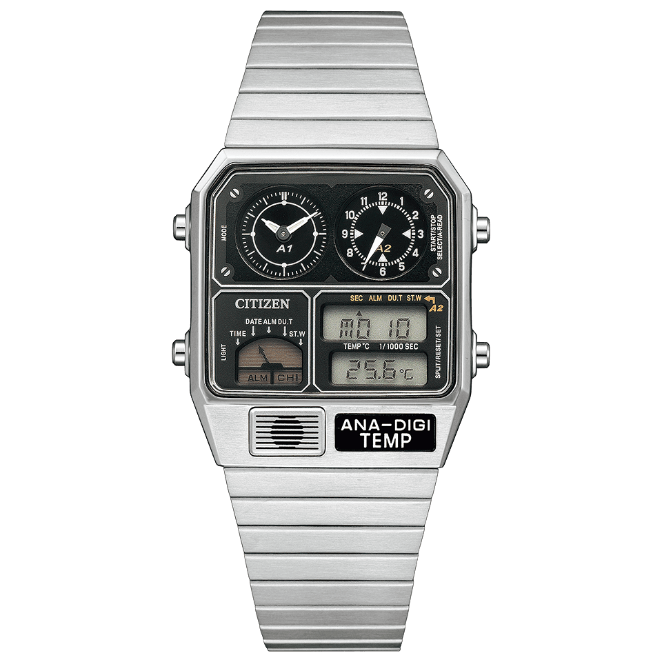 CITIZEN ANA DIGI TEMP Reproductie Model Polshorloge Zilver JG2101 78E WAFUU JAPAN