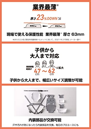 DIC Plastic Folding Helmet IZANO2 5 Color Adjustment range 47 - WAFUU JAPAN