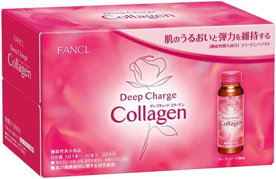 FANCL Deep Charge Collagen Drink, 10 Day Supply (1.7 fl oz (50 ml) x 10 Bottles) - WAFUU JAPAN
