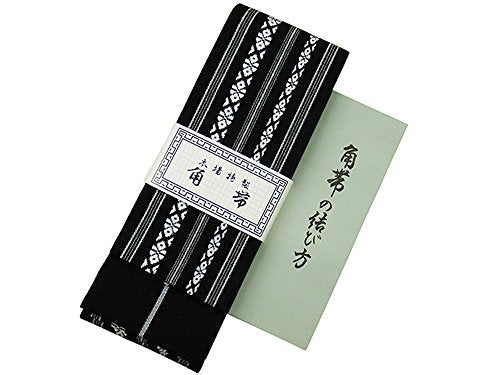 KAKU OBI Kimono Belt Cotton 100% Black - WAFUU JAPAN