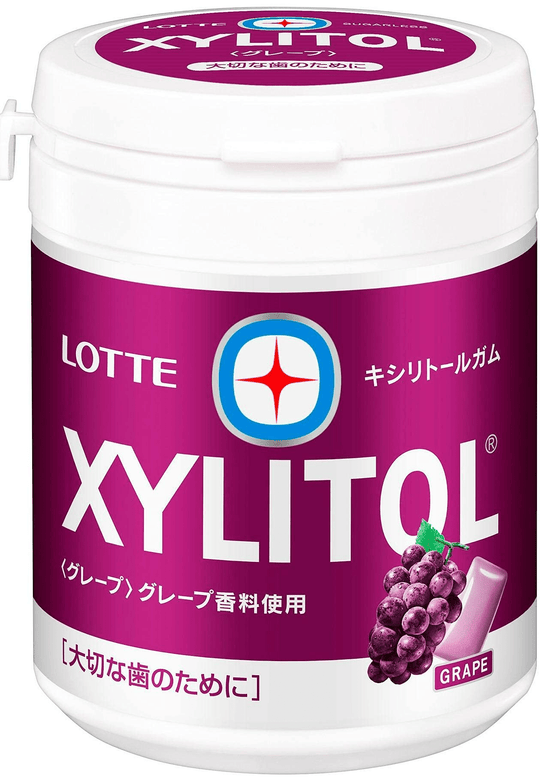 LOTTE XYLITOL GUM (GRAPE) Family Bottle 143g - WAFUU JAPAN