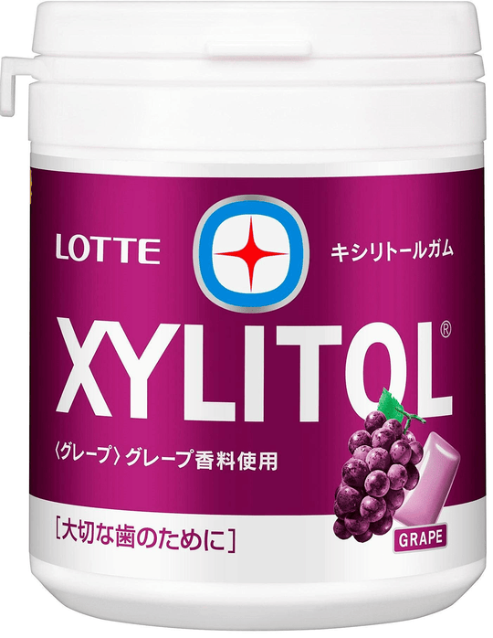 LOTTE XYLITOL GUM (GRAPE) Family Bottle 143g - WAFUU JAPAN