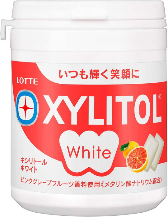 LOTTE XYLITOL Gum White (Pink Grapefruit) Family Bottle 143g - WAFUU JAPAN