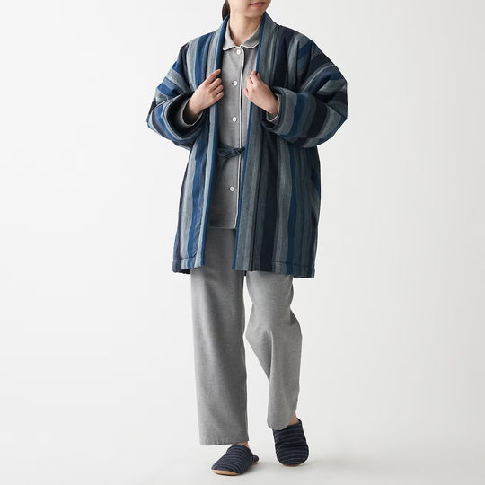 MUJI Kameda striped hanten Navy - WAFUU JAPAN