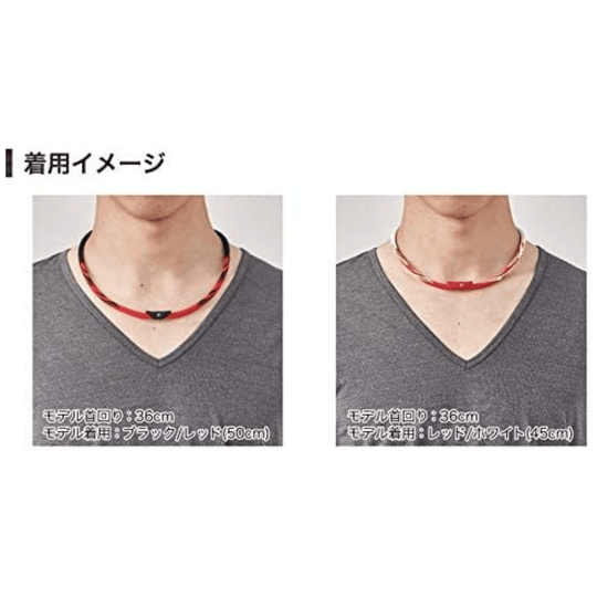 Phiten Necklace RAKUWA Neck EXTREME General Black/Red 50cm - WAFUU JAPAN