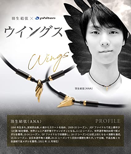 Phiten Stainless Steel Necklace RAKUWA Neck Wings Gold