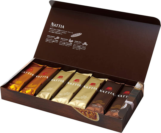 Red hat Akaiboushi Nattia 21 pieces Nuts and caramel placed on wafers baked crispy fragrant - WAFUU JAPAN
