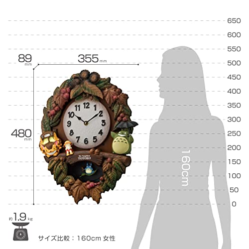RHYTHM My Neighbor Totoro Clock with Theme Song Brown 4MJ429-M06 - WAFUU JAPAN