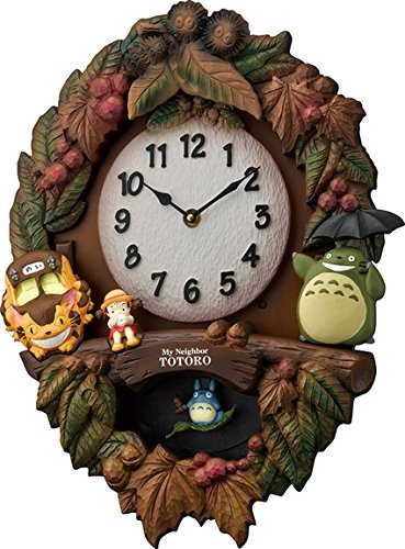 RHYTHM My Neighbor Totoro Clock with Theme Song Brown 4MJ429-M06 - WAFUU JAPAN