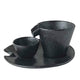 Shizuru Cold Sake Cup & Catch Set - Silver and Black - 2 oz Capacity